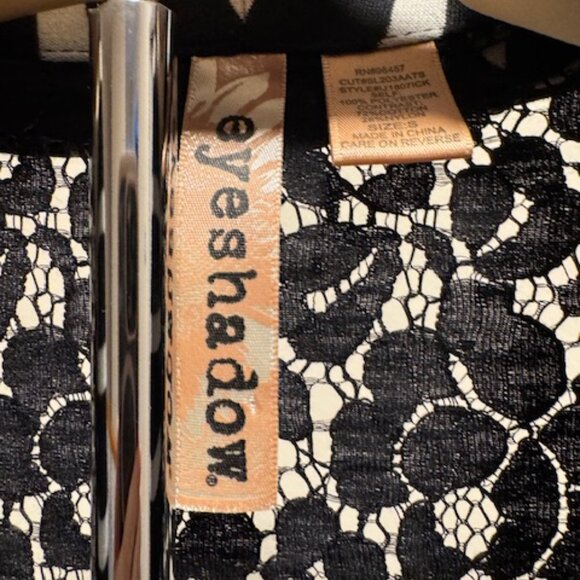 Eyeshadow Black Lace Back Jacket Blazer Single Button Size M Medium Sheer Floral - Picture 2 of 7